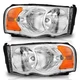 Pair Headlights For 2002-2005 Dodge Ram 1500 2500 3500 Halogen Headlamps