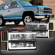 C-Style LED DRL Black Housing Headlight+Bumper Lamp for Chevy C/K 1988-1993
