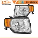 Fits 2008-2012 Ford Escape Headlights Assembly Driver + Passenger Side One Pair