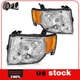 Fits 2010-2012 Ford Escape Chrome Headlights Assembly Replacement Headlamps Pair