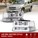 Chrome LED DRL Headlights+Bumper Lamps For 1999-2002 Chevy Silverado 00-06 Tahoe