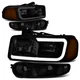 Fit 00-06 GMC Yukon XL Sierra Denali LED DRL Headlight+Bumper Lamps Tinted/Amber