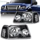 For 2001-2011 Ford Ranger Headlights Assembly Black Clear Lens Left+Right Pair