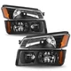 For 2002-2006 Black Chevy Avalanche Headlights Bumper Lamp Set w/ Body Cladding