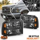 For 99-04 Ford F250/350/450/550 Super Duty Black Housing Amber Corner Headlights