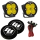 Baja Designs Squadron Round Sport Amber Wide Cornering LED Lights W/ Rock Guards