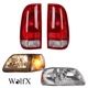 Chrome Clear Headlights+Red Tail Lights Replacements For 1997-2003 Ford F150 L+R