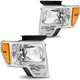 For 2009-2014 Ford F-150 F150 Pickup  Chrome Amber Headlights Headlamps Pair