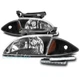 FOR 00 01 02 CHEVY CAVALIER BLACK REPLACEMENT HEADLIGHTS HEADLAMP W/LED DRL KIT FOR 00 01 02 CHEVY CAVALIER BLACK REPLACEMENT HEADLIGHTS HEADLAMP W/LED DRL KIT