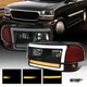 Fits 1999-2006 GMC Sierra Yukon Smoke Headlights+Sequential LED Bumper Lamps