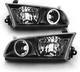 Black Replacement Headlights LED Halo Set For 2000-2001 Toyota Camry