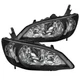 For 04-05 Honda Civic Assembly Black Clear Headlights Turn Signal Lamps Pair