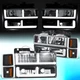For 1994-2000 Chevy C/K Pickup Suburban Tahoe F-LED DRL Headlights Black/Amber