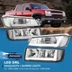 For 02-06 Chevy Avalanche Body Cladding Chrome LED DRL Head Lights + Bumper Lamp
