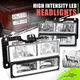 LED Headlight+Signal Lamps w/ F-Style DRL for Chevy GMC C/K 88-00 Chrome L+R