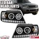 Black Fits 2002-2005 Ford Explorer LED Strip Halo Projector Headlights Headlamps