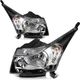 Pair Headlamps Headlight Assembly Fits 2011-2015 Chevy Cruze Sedan Black Housing