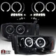 Black Smoke Fit 2002-2005 Dodge Ram 1500 2500 3500 LED Halo Projector Headlights