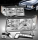 For 97-99 Cadillac DeVille Chrome Headlight Lamp w/DRL Signal+LED Bulb LH+RH Set