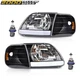 Fit for F-150 Expedition 97-04 Black/Clear LED DRL Headlights & Corner Lights 