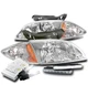 FOR 00-02 CHEVY CAVALIER CHROME REPLACEMENT HEADLIGHTS LAMPS W/LED DRL+6000K HID
