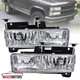 Headlights Fits 1988-1998 Chevy GMC C10 C/K Truck Clear Lamps Replacement Pair