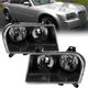 Pair Black Front Lamp Headlight Assembly For 2005-2010 Chrysler 300 Halogen Type