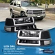 For 99-02 Chevy Silverado Tahoe LED DRL Black Headlights + Bumper Signal Lamps
