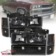 Fits 1994-1998 Chevy C10 C/K 1500 2500 3500 Black Headlights+Bumper+Corner