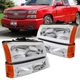 Chrome Headlights Assembly For 03-06 Chevy Silverado Avalanche & Bumper Lamps