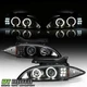 Blk 1995-1999 Chevy Cavalier LED Halo Projector Headlights Headlamps Left+Right
