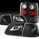 Fit 1997-2002 Ford Expedition Black Headlights+Corner Lamps+Tail Brake Lights