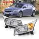 Pair Chrome Headlights Assembly Clear Lens For 2011-2015 Chevy Cruze Sedan