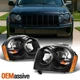 Fit 2005-2007 Jeep Grand Cherokee Black Headlights Replacement Pair Left+right