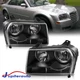 2PCS Black Housing Headlight Halogen Lamps For 2005-2010 Chrysler 300 2.7L 3.5L