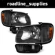 Pair Headlights For 2001-2004 Toyota Tacoma Black Headlamps with Bumper Lamps