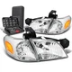 For 1997-2005 Chevy Venture Chrome/Amber Side Turn Signal Headlights+Tool Box