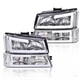 For 03-07 Chevy Silverado Avalanche LED DRL Headlights Bumper Lamps Chrome/Clear