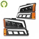 Black Projector Headlights + Bumper Lamps w/ LED DRL for 03-06 Chevy Silverado