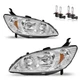 Headlights Chrome For 2004-2005 Honda Civic 2/4 Door Headlamps Pair , w/ Bulbs