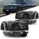 For 2000-2006 GMC Yukon Denali Black Halo Projector Headlights+Bumper Lamps Pair