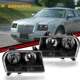 2PCS Black Head Lamps Left+Right for 2005-2010 Chrysler 300 Halogen Headlights