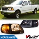 For 1997-2003 Ford F150 Expedition Black Headlight+Amber Corner Front Lamps Pair