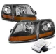 For 97-03 Ford F150/02 Expedition Harley Davidson Style Headlight Black w/6K HID