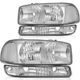 Pair Headlight Assembly For GMC Sierra 2500 HD 6.0L 6.6L 2001-06 Chrome Housing