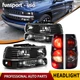 Black Headlights + Tail Lights Set for 1999-2002 Chevy Silverado 1500/2500/3500