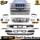 Front Bumper Chrome + Grille & Headlights Kit For 1992-1996 Ford F-Series/Bronco