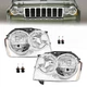 For 2005-2007 Jeep Grand Cherokee 4-Door Chrome Headlights pair L+R W/Bulbs