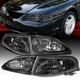 Fit 1994-1998 Ford Mustang Black HeadLights+Corner Lights Turn Signal Lamp