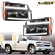 Black Fits 2004-2012 Chevy Colorado GMC Canyon Headlights LED Tube Corner Lamps Black Fits 2004-2012 Chevy Colorado GMC Canyon Headlights LED Tube Corner Lamps
